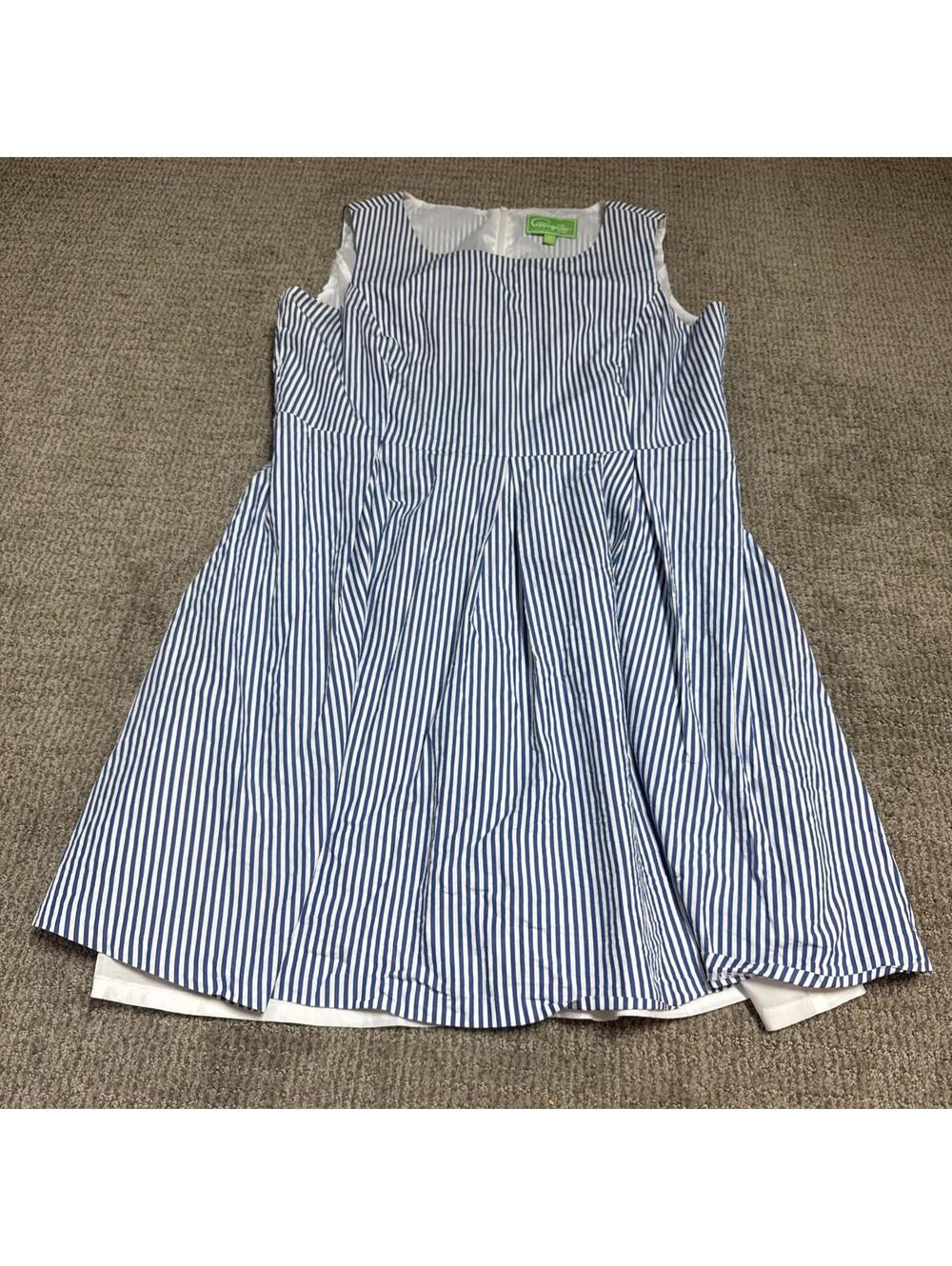 Cappagallo Dress Blue White Striped Sleeveless Women’s Size 16